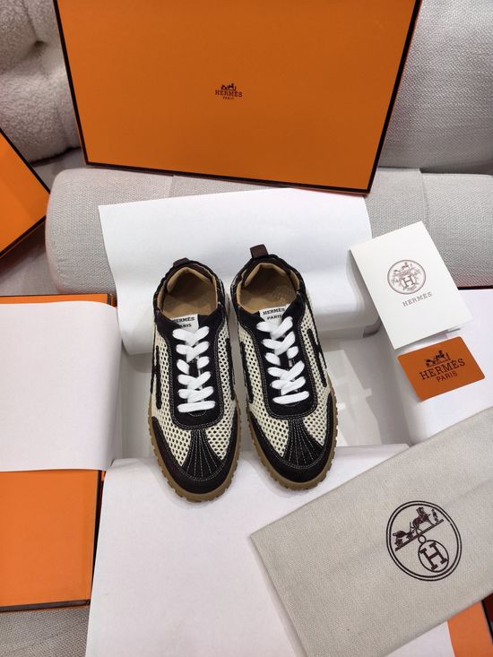 Hermes Woven Fabric Casual Low Top Sneakers