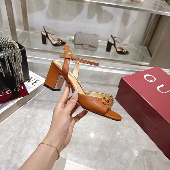 Gucci Buckle Decor High Heel Shoes Soft Leather Premium Daily Footwear