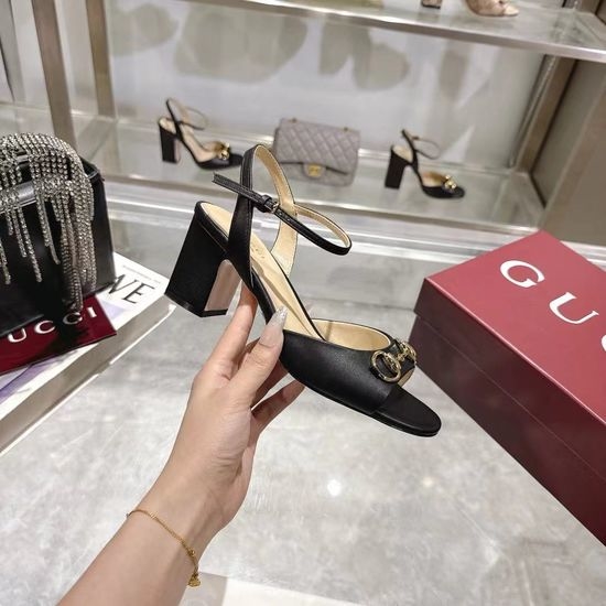 Gucci Buckle Decor High Heel Shoes Soft Leather Premium Daily Footwear