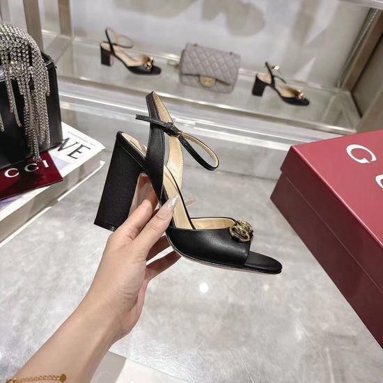 Gucci Buckle Decor High Heel Shoes Soft Leather Premium Daily Footwear
