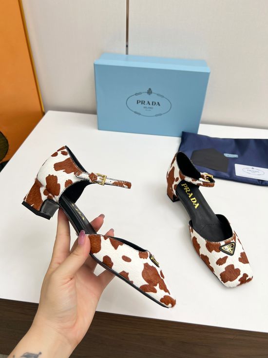Prada Cow Print Leather High Heel Sandals Premium Quality