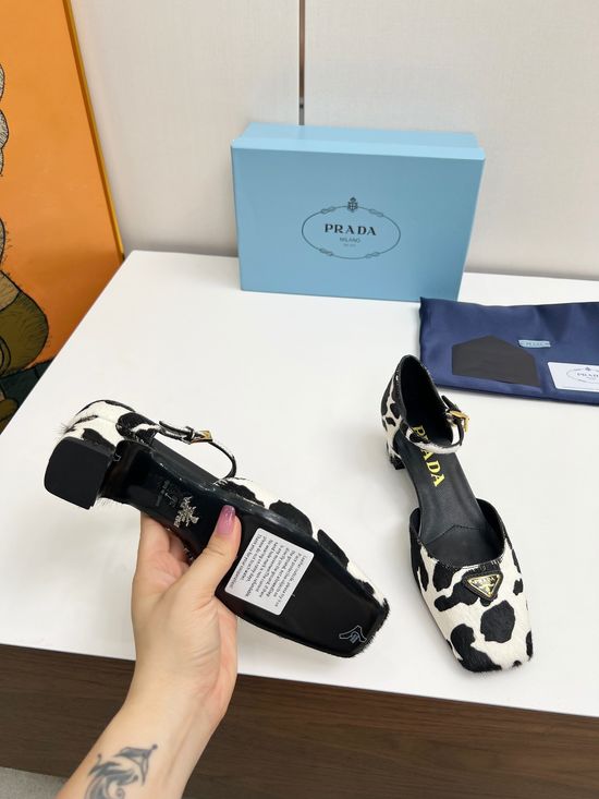 Prada Cow Print Leather High Heel Sandals Premium Quality