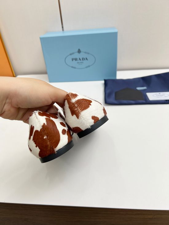 Prada Cow Print Leather Vintage Style Dress Loafers