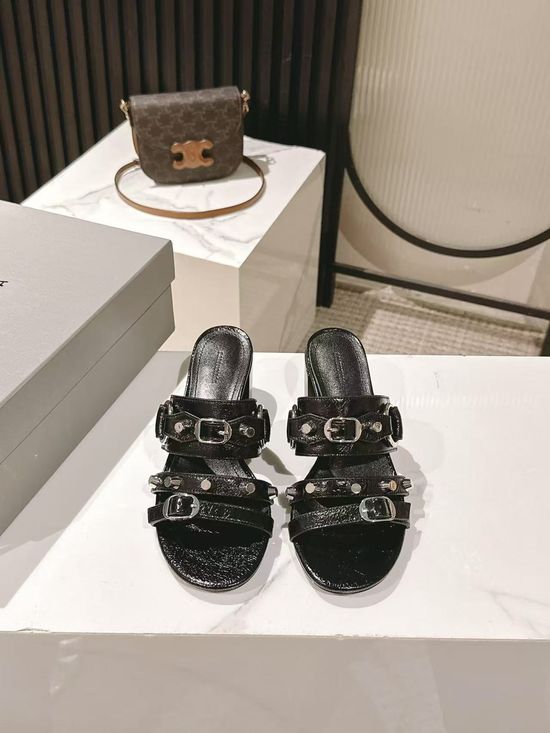 Balenciaga Metal Studded Comfort Flat Slide Sandals