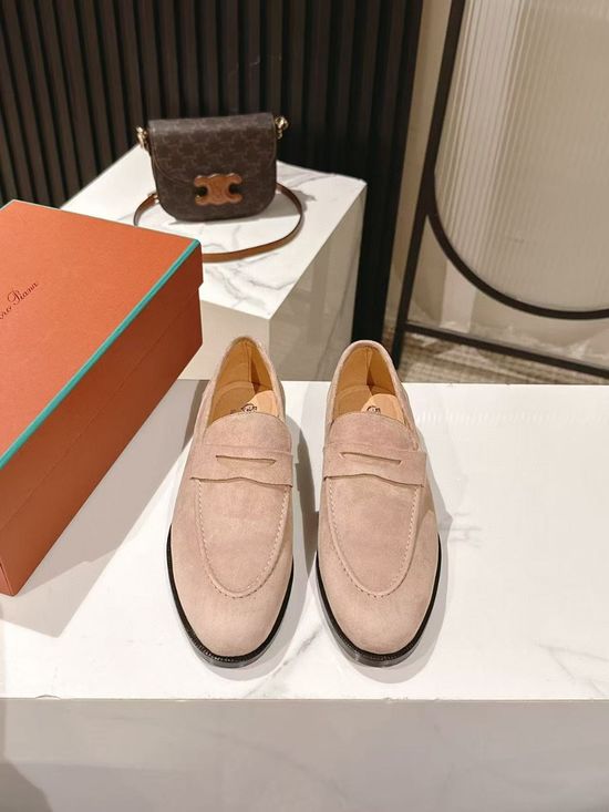 Loro Piana Suede Loafer Shoes with Premium Lining and Leather Sole