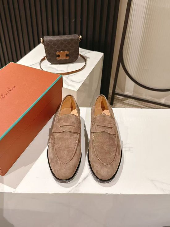 Loro Piana Suede Loafer Shoes with Premium Lining and Leather Sole