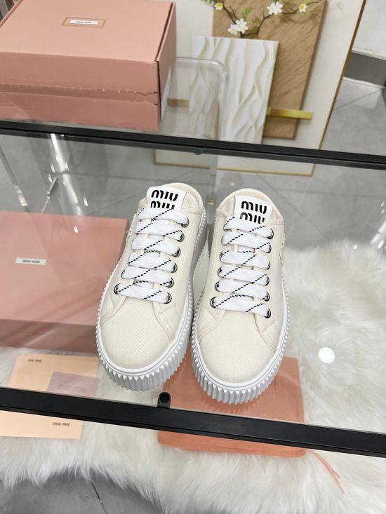 Miu Miu Thick Sole Casual Shoes With Premium Leather Lining