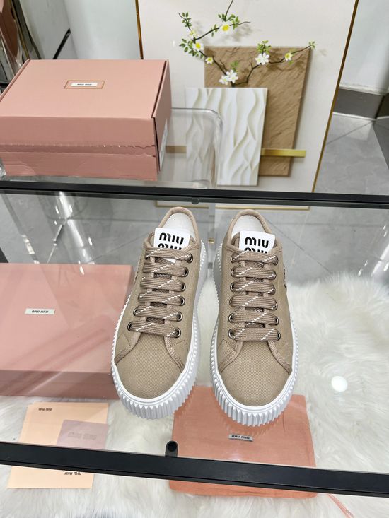 Miu Miu Thick Sole Casual Shoes With Premium Leather Lining