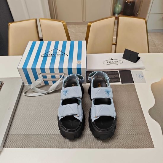 Prada Comfortable Thick Sole Adjustable Closure Casual Sandals