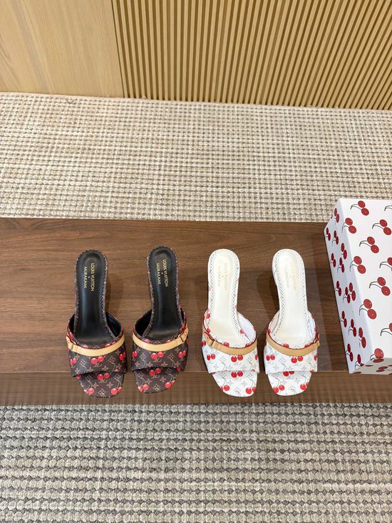 Valentino Cherry Decorative Heeled Shoes Soft Leather Lining Non Slip Sole
