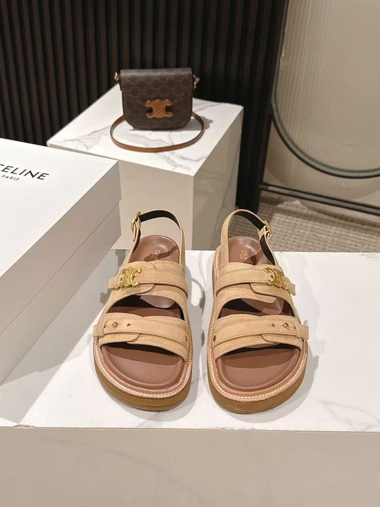 Celine Vintage Retro Leather Sandals Slip On Casual Footwear