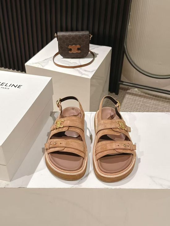 Celine Vintage Retro Leather Sandals Slip On Casual Footwear