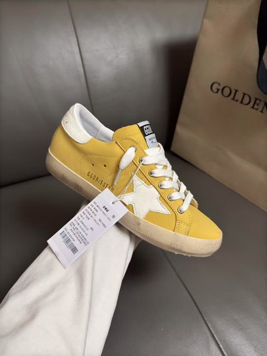 Golden Goose Yellow White Vintage Distressed Comfortable Casual Daily Shoes