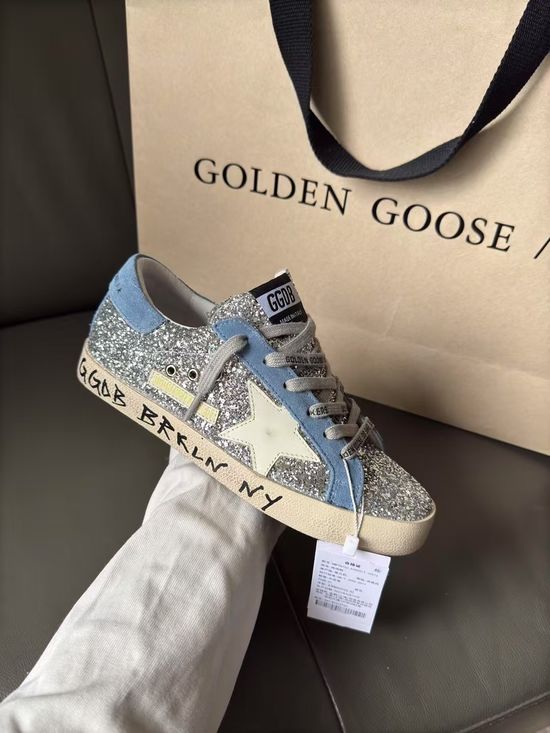 Golden Goose Blue White Star Vintage Distressed Leather Casual Shoes