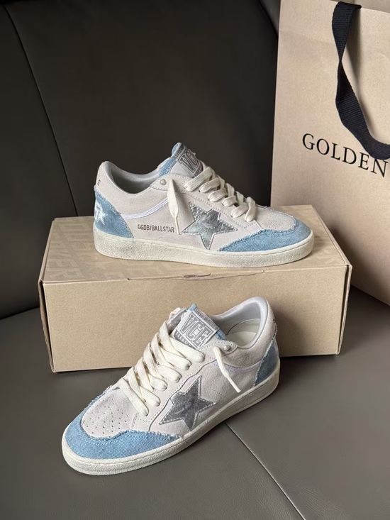 Golden Goose Denim Embroidered Distressed Shoes Premium Comfortable Casual Footwear