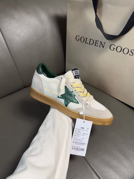 Golden Goose Vintage Distressed Casual Sneakers With Green Accents