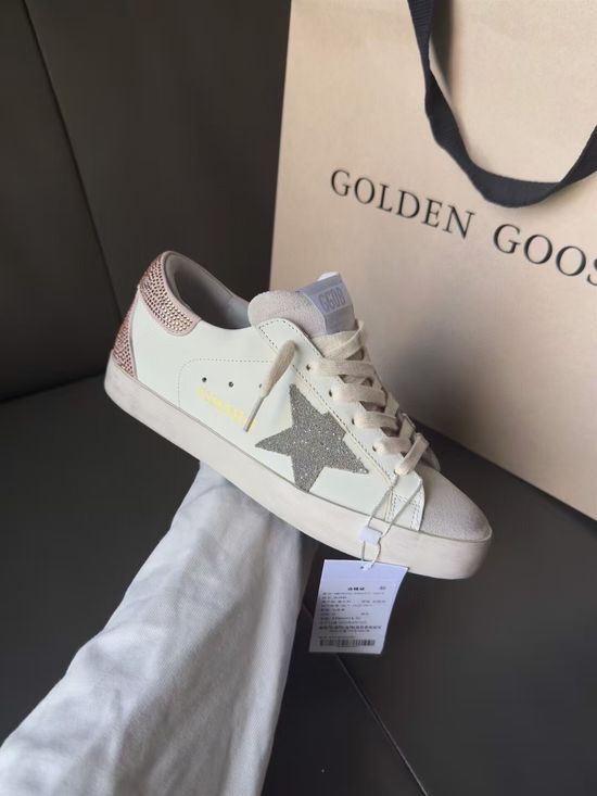 Golden Goose Distressed Casual Sneakers with Crystal Star Accents