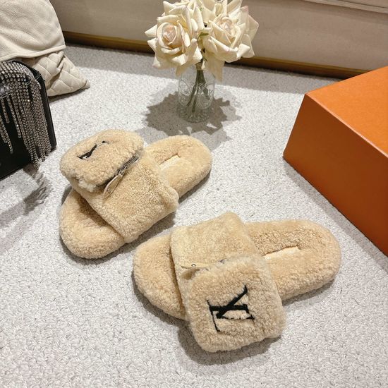 Louis Vuitton Soft Wool Slip-On Slippers Anti-Slip Comfortable Footwear