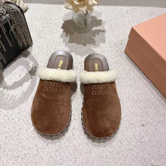 Miu Miu Brushed Wool Fleece Lined Comfortable Casual Shoes