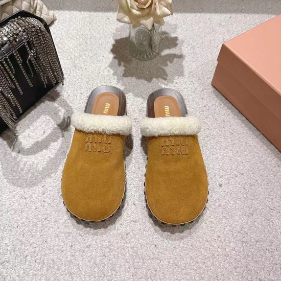 Miu Miu Brushed Wool Fleece Lined Comfortable Casual Shoes