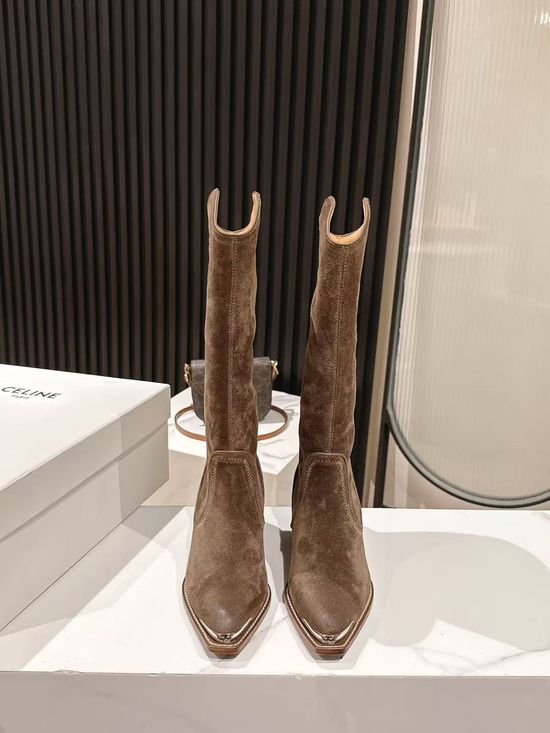 Celine High-end Logo Adorned Calfskin Ankle Boots