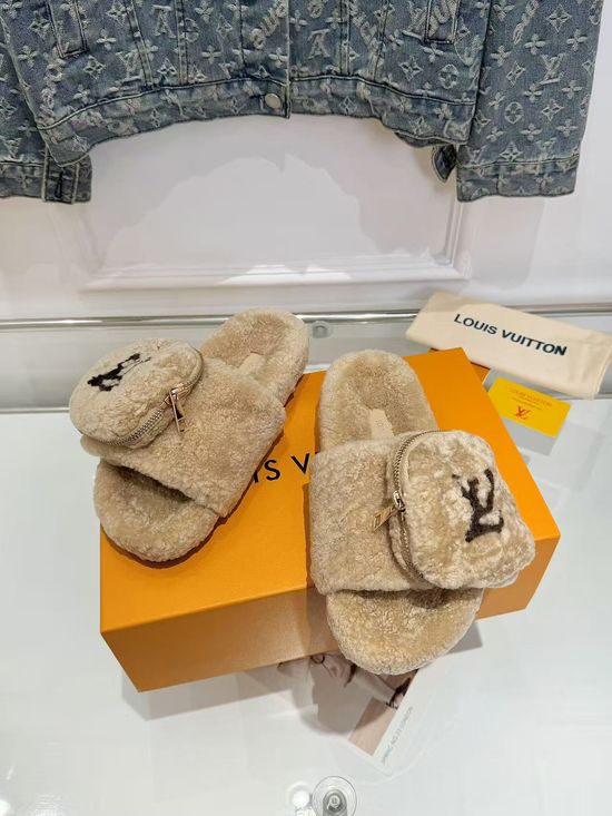 Louis Vuitton Exclusive Design Wool Slip-on Loafers with Custom Sole