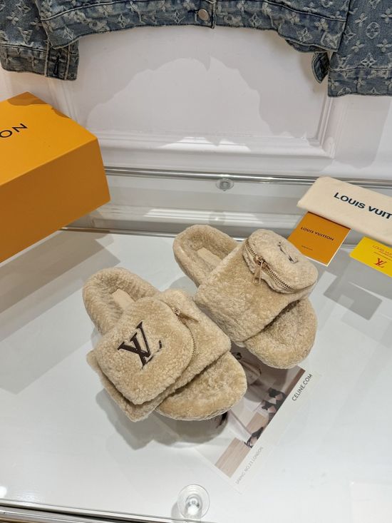 Louis Vuitton Exclusive Design Wool Slip-on Loafers with Custom Sole
