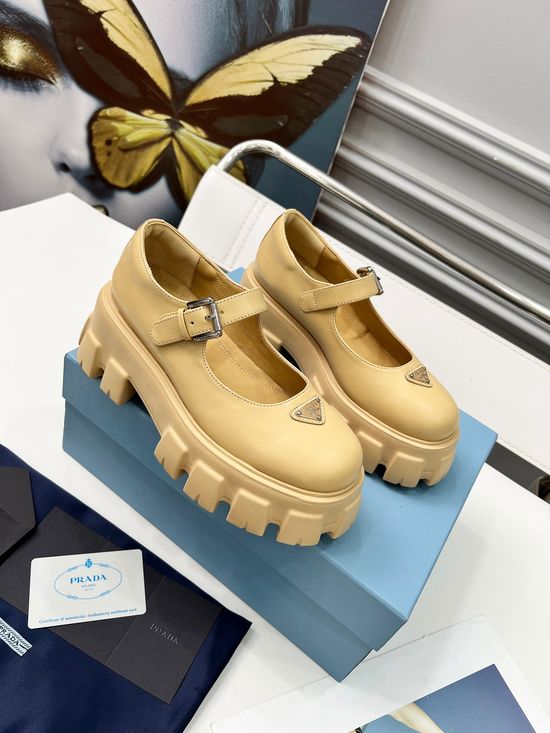Prada Platform Leather Mary Janes Non Slip Sole