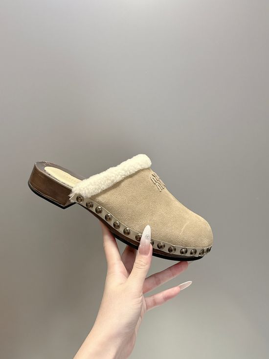 Miu Miu Cozy Half-Pack Wool Slippers with Retro Charm