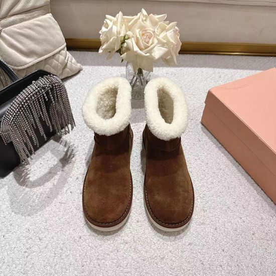 Miu Miu Non-slip Suede Warm Lined Comfort Ankle Boots