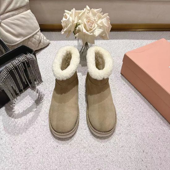 Miu Miu Non-slip Suede Warm Lined Comfort Ankle Boots