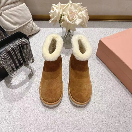 Miu Miu Non-slip Suede Warm Lined Comfort Ankle Boots