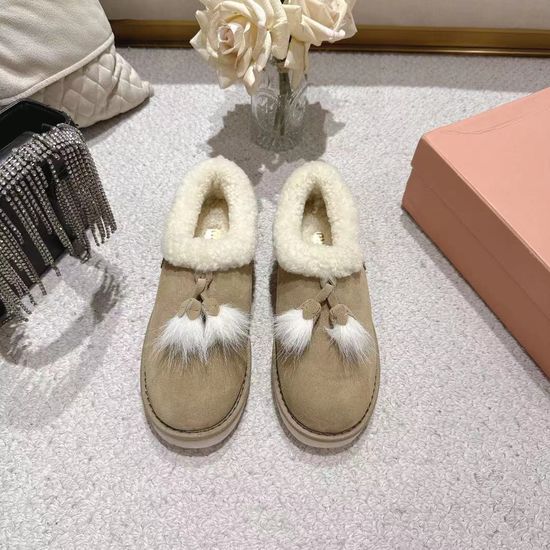 Miu Miu Shearling Lined Slip On Ankle Snow Boots with Non Slip Sole