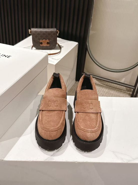 Celine Premium Leather Thick Sole Elevated Loafer Shoes