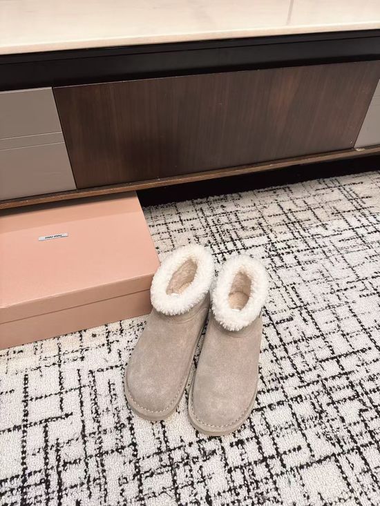 Miu Miu Lace-up Wool Lined Suede Short Winter Boots