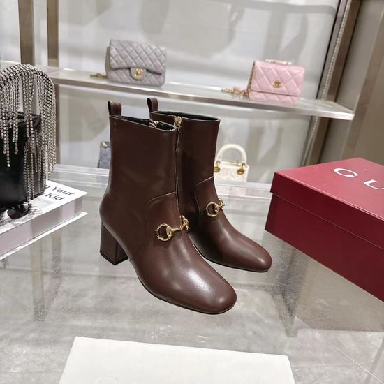 Gucci 8 Inch Cowhide Mid Calf Boots With Low Heel