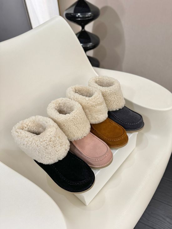 Chloe Suede Winter Footwear with Warm Wool Lining Non-slip Sole