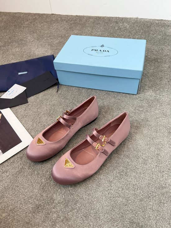 Prada Vintage Satin Loafers With Buckle And Lightweight Sole