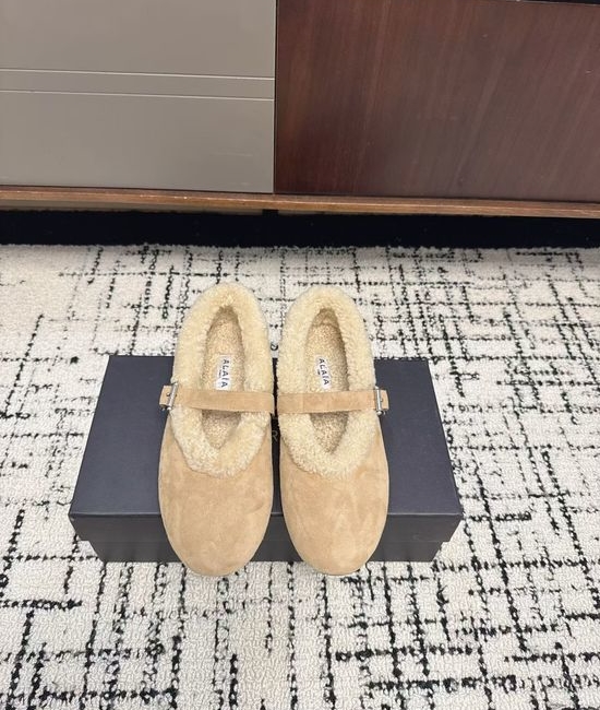 Alaia Fleece Lined Mary Jane Shoes with Buckle Strap