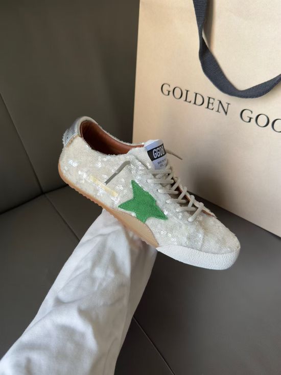 Golden Goose Premium Distressed Casual Sneakers with White Sequin Accents