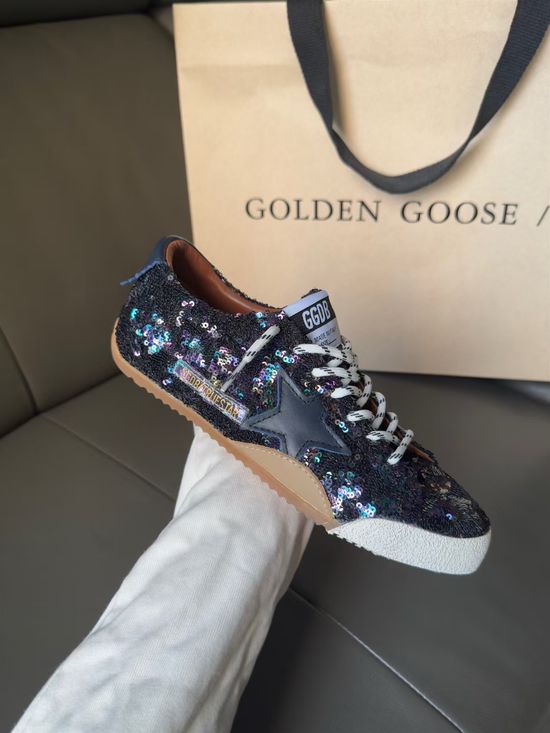 Golden Goose Color-Block Black Sequin Classic Comfortable Daily Walking Shoes