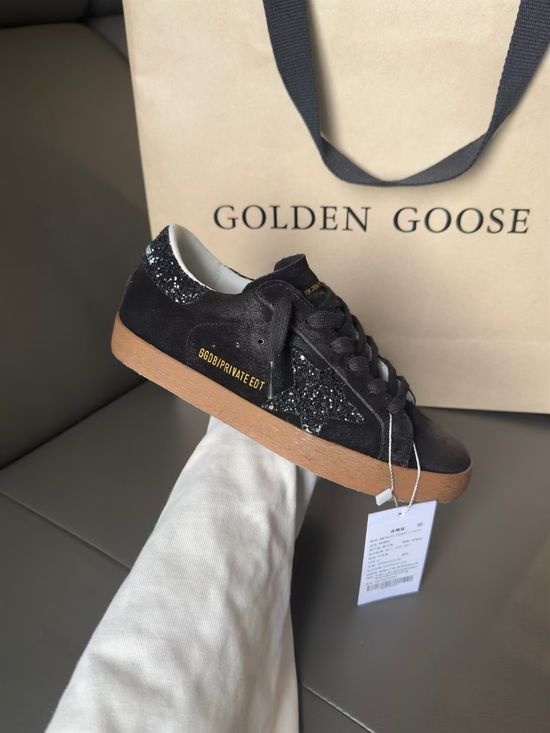 Golden Goose Vintage Distressed Leather Glitter Star Casual Couple Sneakers