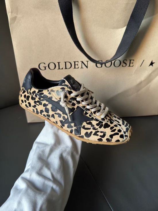 Golden Goose Leopard Print Retro Casual Sneakers Comfortable Walking Shoes