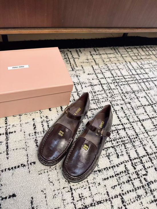 Miu Miu Lightweight Loafers with Distressed Leather Finish