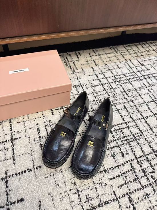 Miu Miu Lightweight Loafers with Distressed Leather Finish