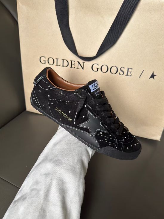 Golden Goose Premium Distressed Casual Sneakers with Red Sequin Accents