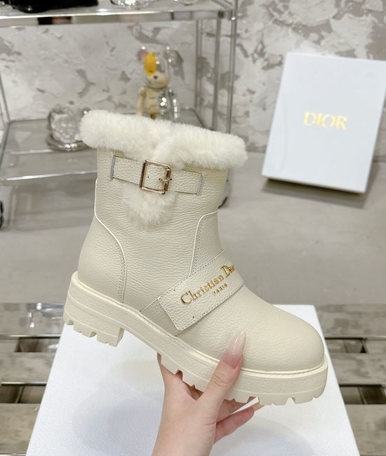 Christian Dior CD Genuine Leather Soft Sole Warm Ankle Boots