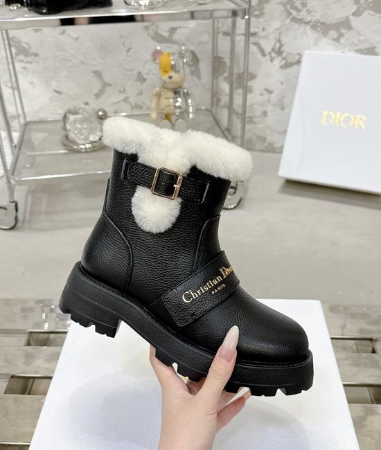 Christian Dior CD Genuine Leather Soft Sole Warm Ankle Boots