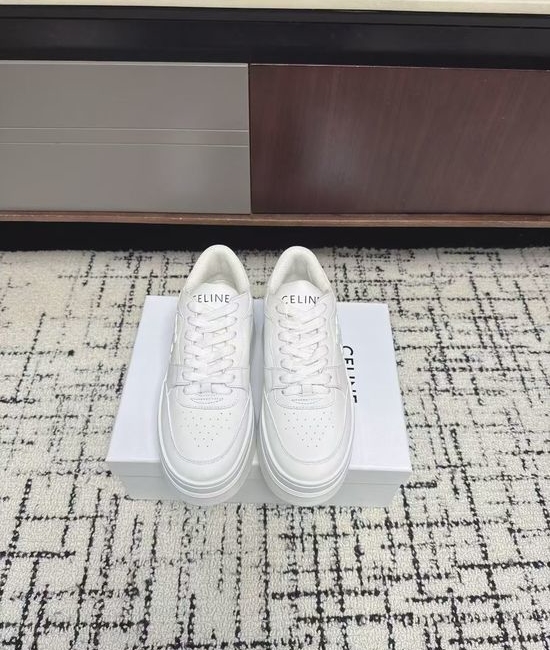 Celine Platform Leather Casual White Sneakers Comfortable Daily Shoes