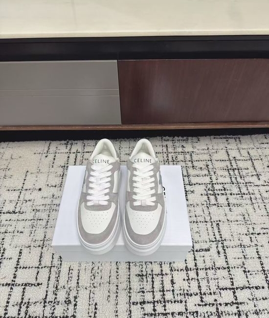Celine Platform Leather Casual White Sneakers Comfortable Daily Shoes